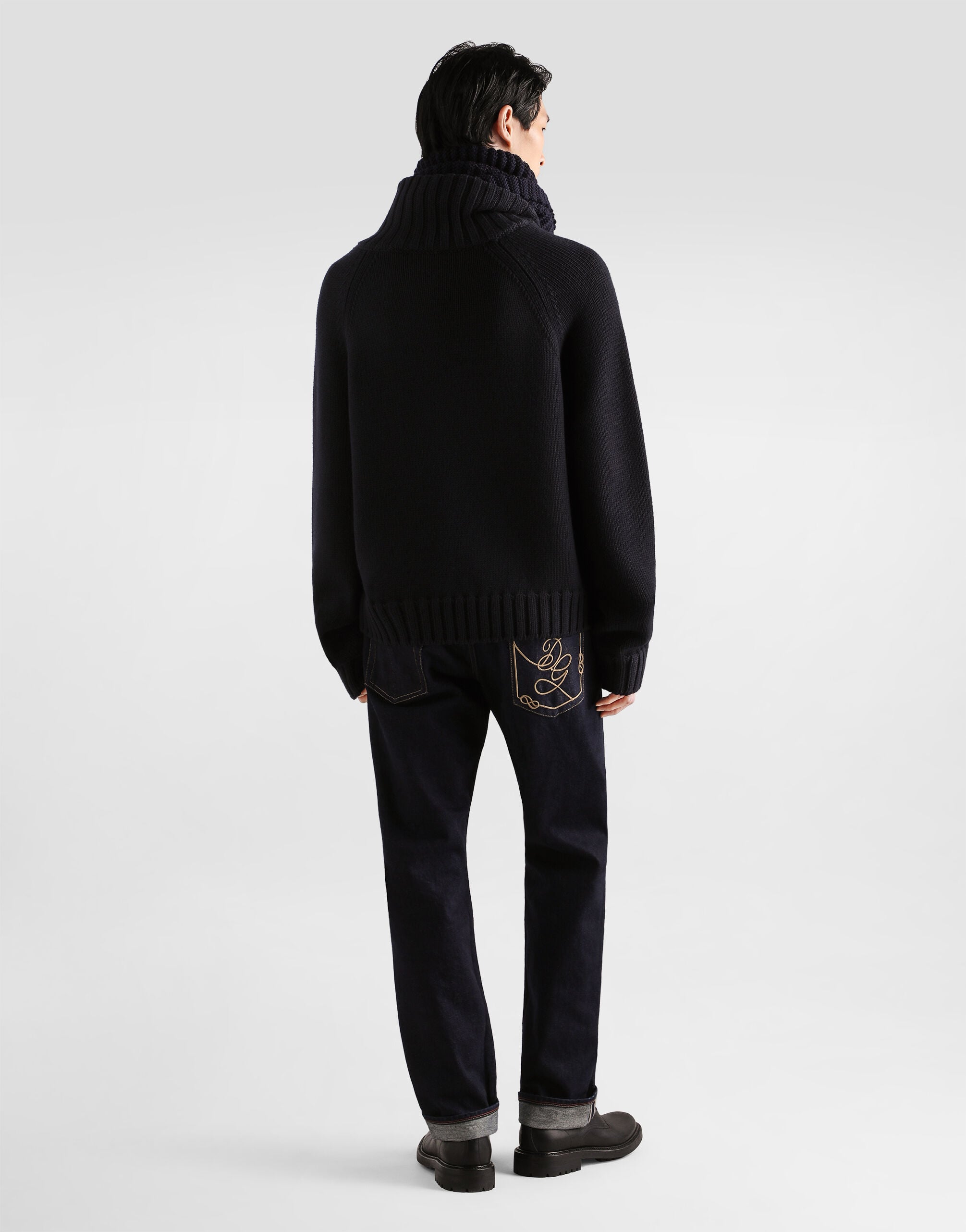Dolce…. Smooth knit turtleneck with logo in Blue for Men | Dolce&Gabbana® US
