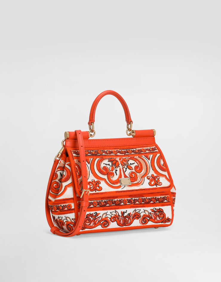 Dolce & Gabbana Small Sicily handbag with majolica embroidery Orange BB6003BW050