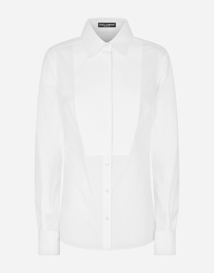 Dolce & Gabbana Stretch poplin tuxedo shirt White F5K50TFUEAJ