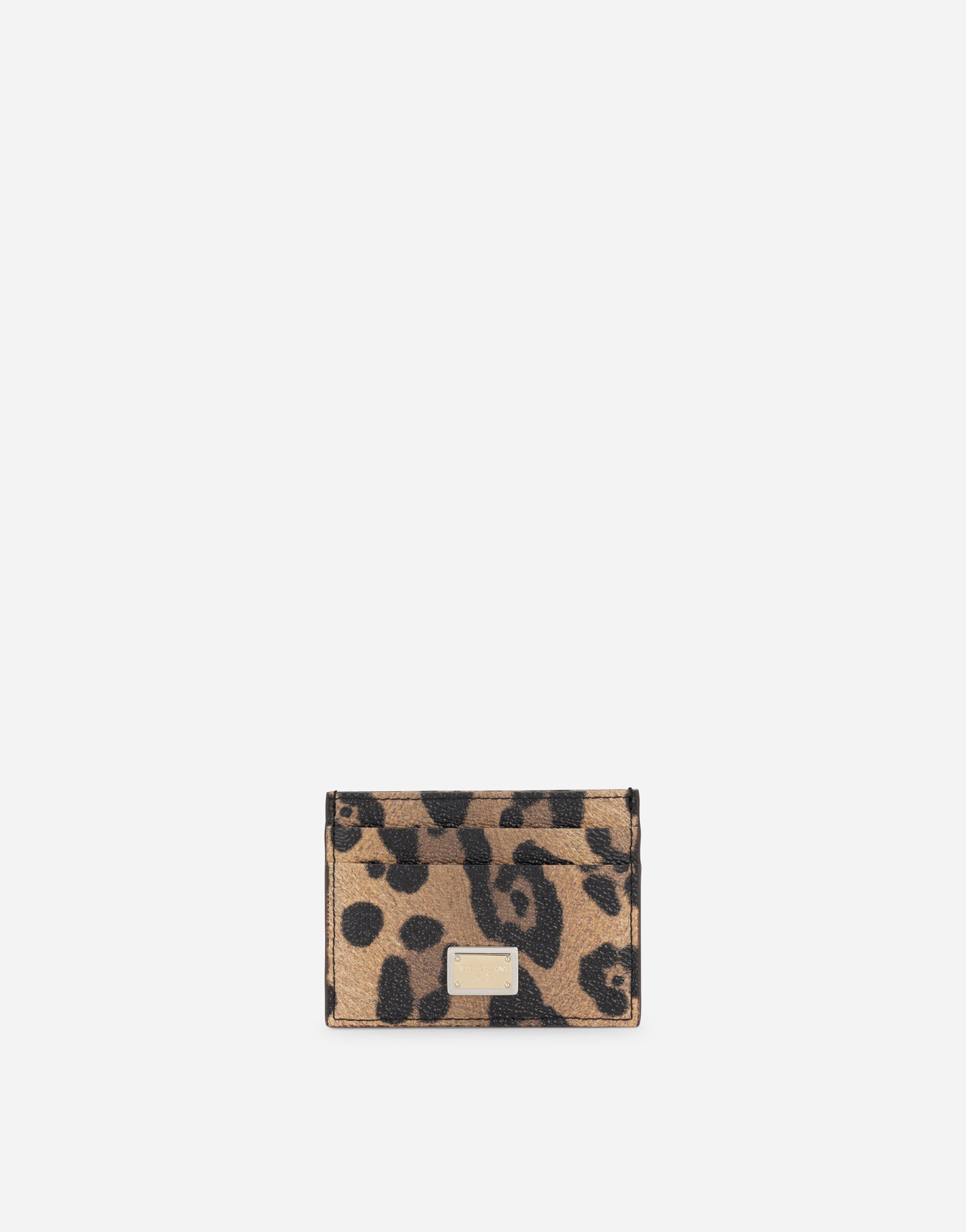 Dolce & Gabbana Leopard-print Crespo card holder with branded plate Multicolor BB6933AW384