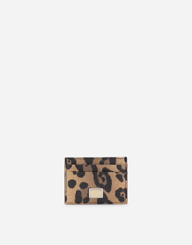 Dolce & Gabbana Porte-cartes de crédit en crespo à imprimé léopard avec plaquette à logo Multicolore BI0330AW384