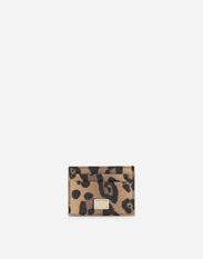 Dolce & Gabbana Leopard-print Crespo card holder with branded plate Pink BI0330AV967