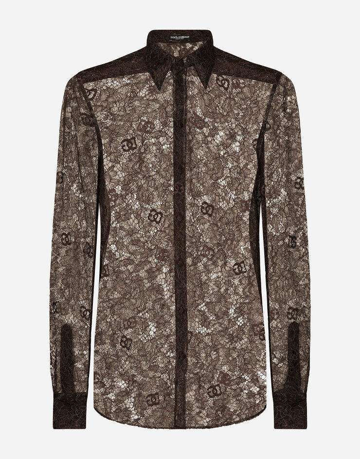 Dolce & Gabbana マルティーニフィット シャンティレース シャツ ブラウン G5LP8TFL9AD