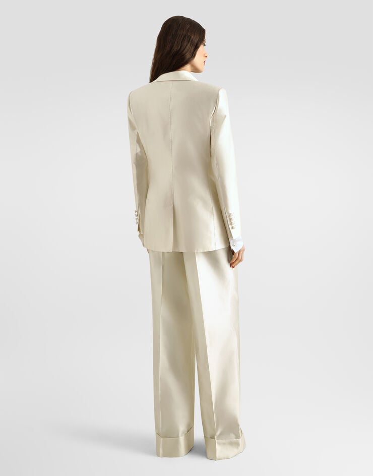 Dolce & Gabbana 싱글 브레스트 미카도 실크 재킷 White F29KNTFU1L5