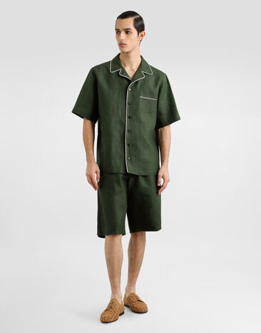 Dolce & Gabbana Linen fabric Hawaiian shirt Green G5NF5TFU4MC