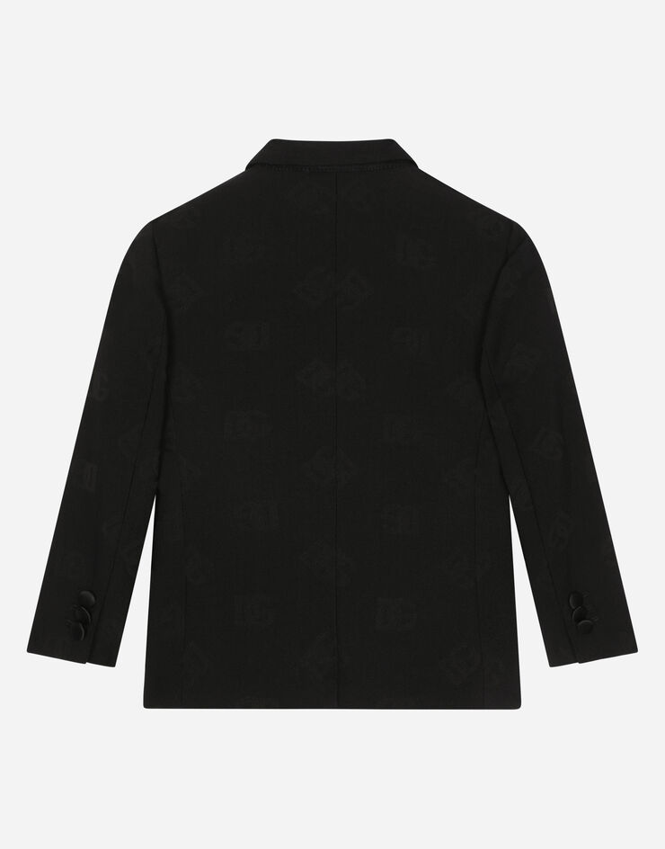 Dolce & Gabbana Single-breasted wool jacquard tuxedo jacket with DG logo Black L41J70FJBAK