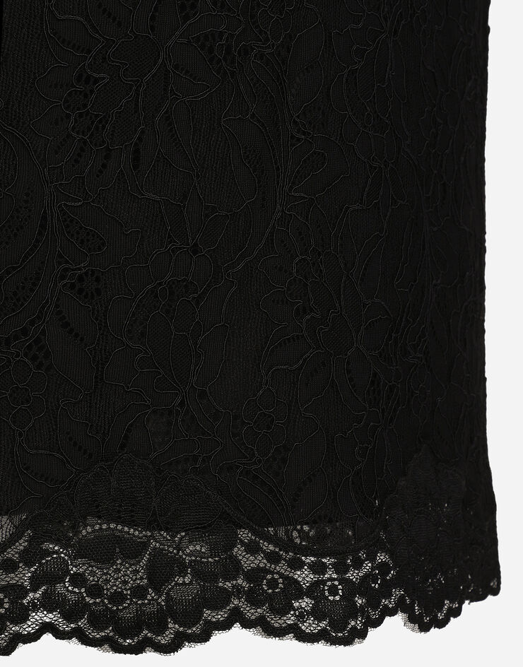 Dolce & Gabbana Lace calf-length slip dress: Black F6JFFTMLRAB