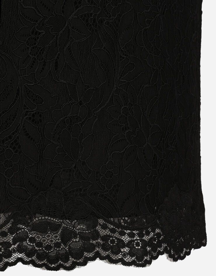 Dolce & Gabbana Robe combinette mi-longue en dentelle : Noir F6JFFTMLRAB