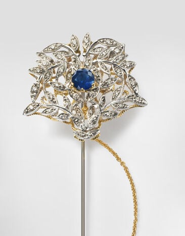Dolce & Gabbana Sicily Brooch 18kt yellow and white gold, blue sapphires, and diamonds Gold WPKN2GWWB01