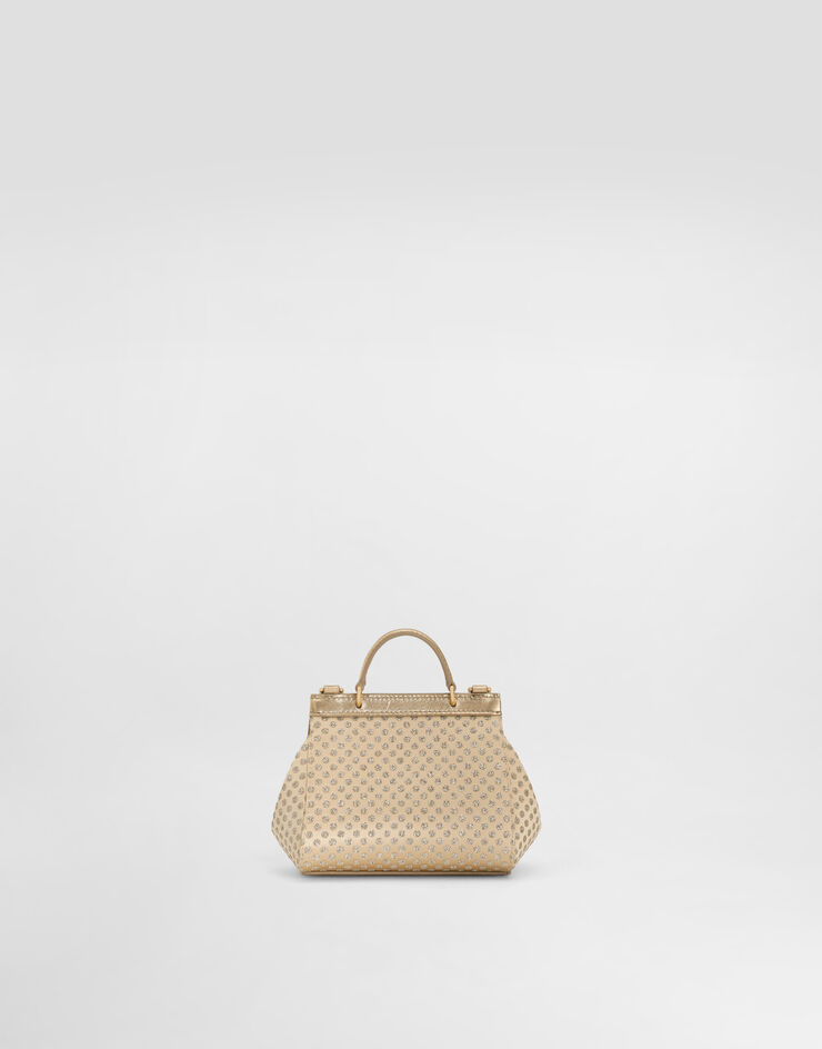 Dolce & Gabbana Satin Sicily crossbody bag with glittery polka-dots and rhinestones Gold EB0003AU184