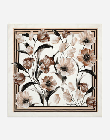 Dolce & Gabbana Bandana 50 x 50 aus Seide Blumenprint Drucken GQ348EG0WS2