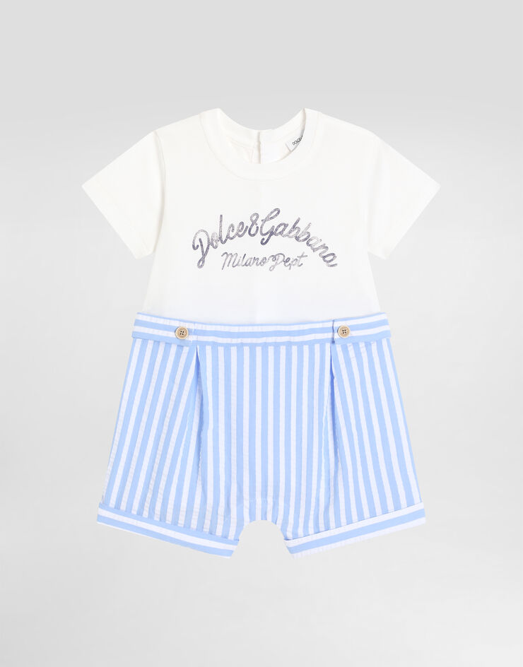 Dolce & Gabbana 条纹泡泡纱与平纹针织连身装 青蓝 L1JOAEG7N9W