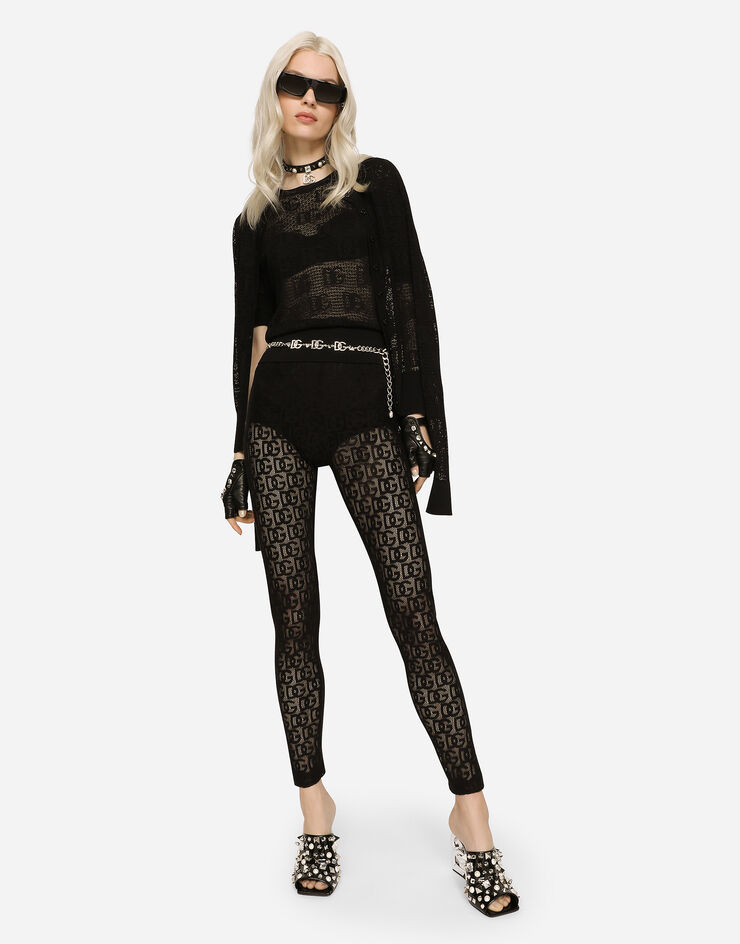 Dolce & Gabbana Viscose sweater with all-over DG logo Black FXI49TJAIL1
