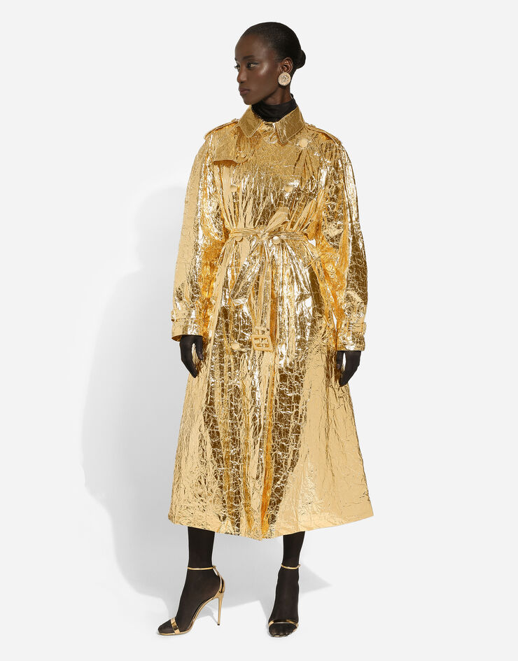 Dolce & Gabbana Foiled fabric trench coat Oro F0Z66TFUSZF