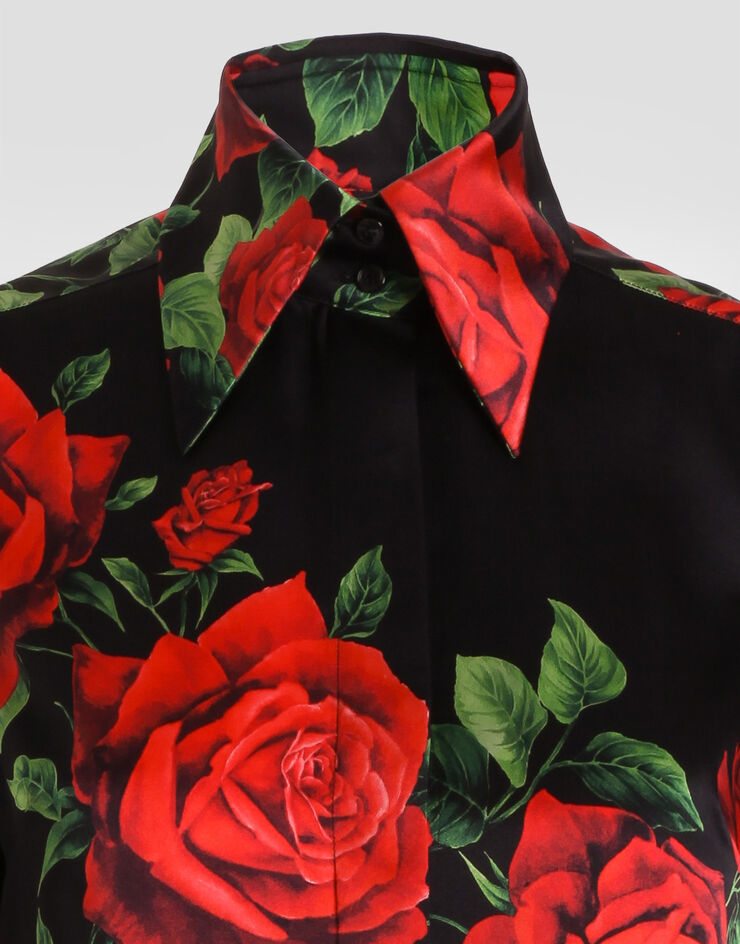 Dolce & Gabbana Hemd aus Satin mit Rosenprint Dolce & Gabbana Hemd aus Satin mit Rosenprint Multicolor F5R64TIS133