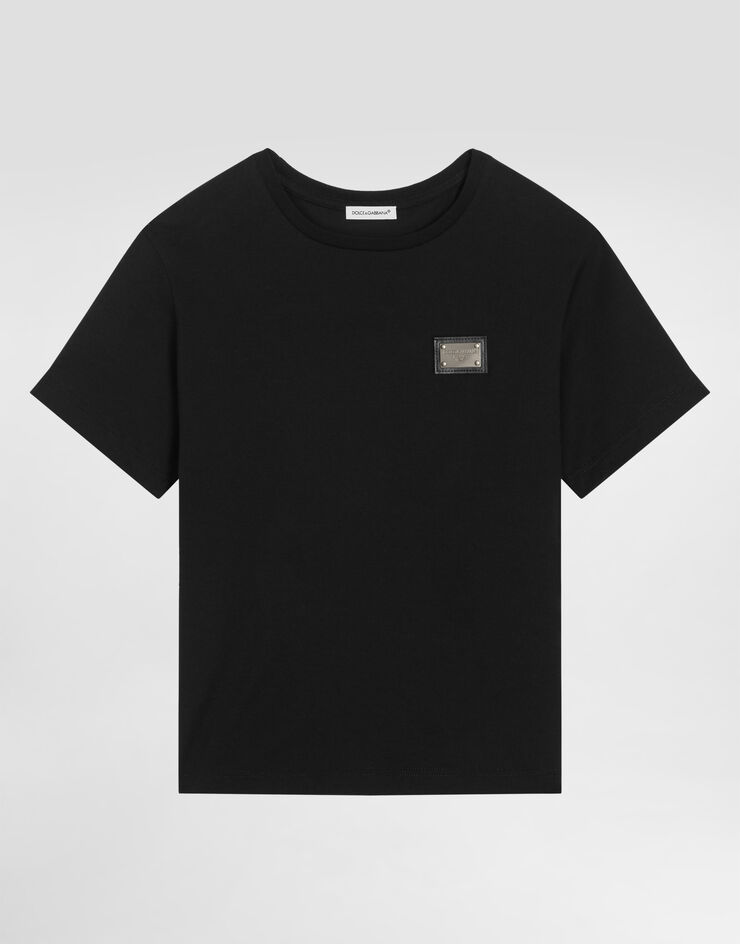 Dolce & Gabbana Jersey T-shirt with logo tag Black L4JT7TG7I2O