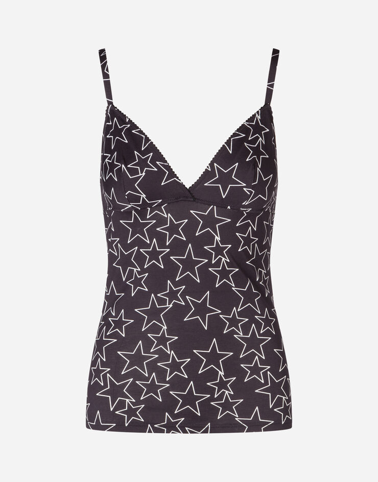 Dolce & Gabbana MILLENNIALS STAR PRINT JERSEY TOP NERO O7A98TFS792