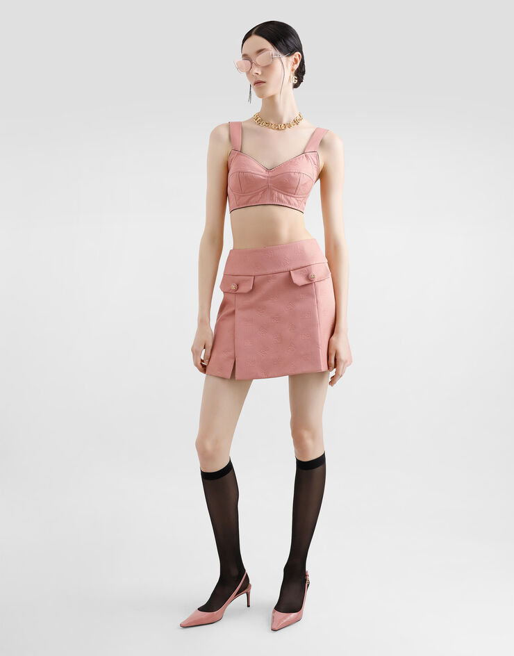 Dolce & Gabbana Quilted jacquard bralette top with DG logo Pink F7Y28THJMQN
