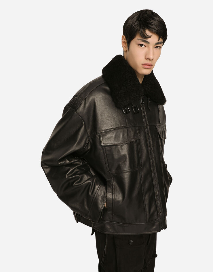 Dolce&Gabbana Bullskin jacket with shearling details Black G9APULHULTK