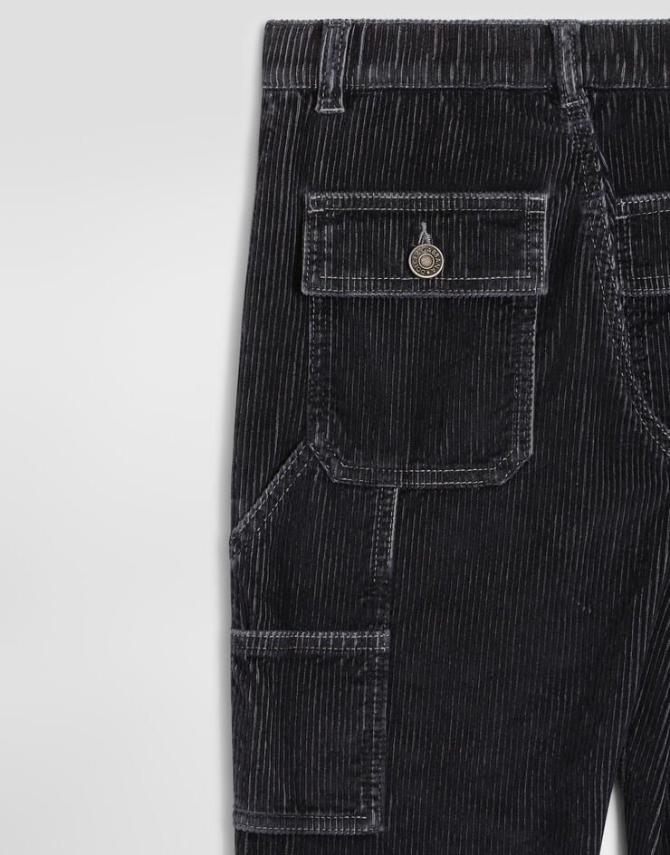 Dolce & Gabbana Velvet trousers with patch Multicolor L45P48LY115