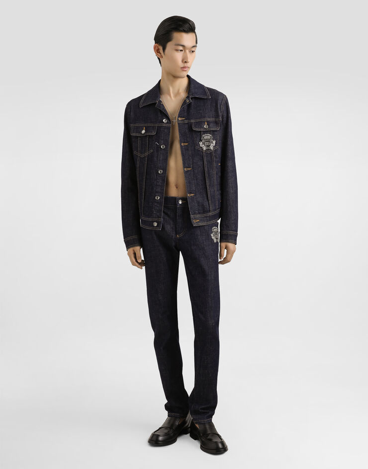 Dolce & Gabbana Jeansjacke aus Baumwolle mit Patch Mehrfarbig G9VZ8ZG8ME9