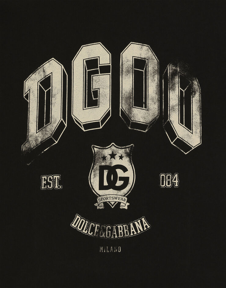 Dolce & Gabbana T-shirt in cotone con stampa logo Nero G8PN9TG7NWY