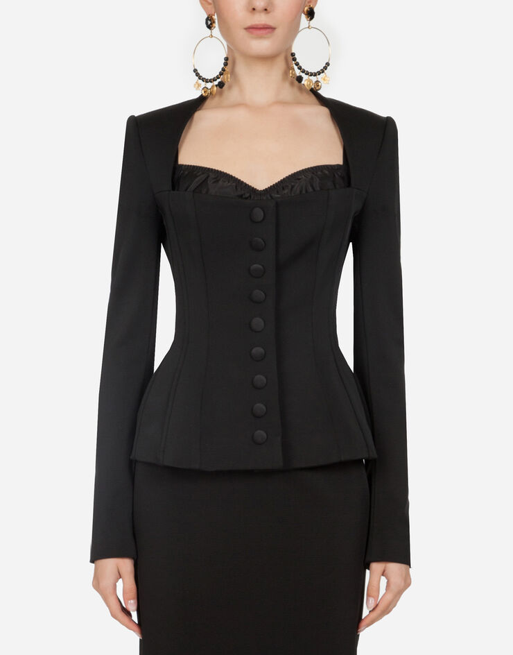 Dolce & Gabbana Single-breasted jacket in faille Black F28VRTFURJL