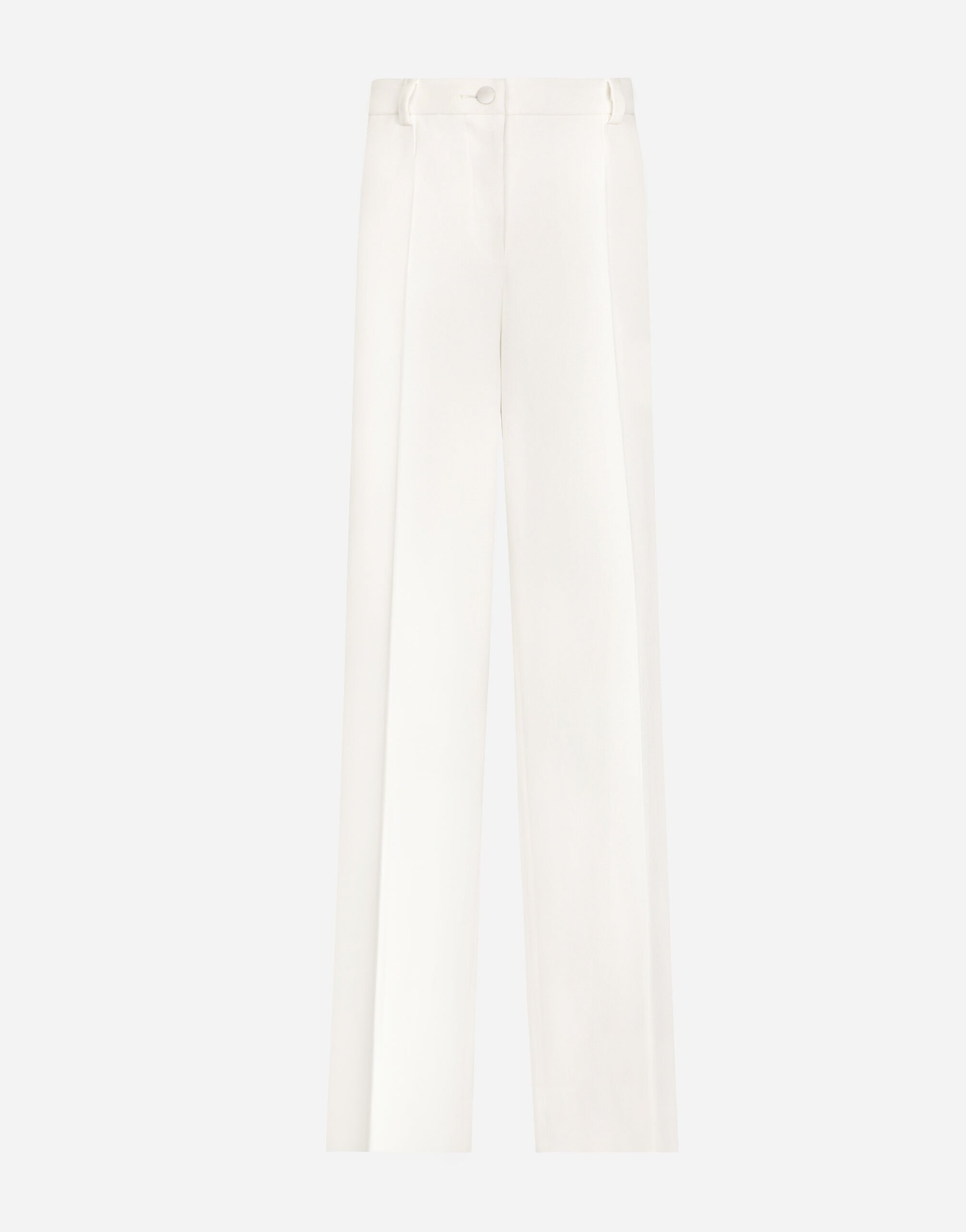 Dolce & Gabbana سروال كريب مزدوج واسع من الأسفل فضي BB7116AY828