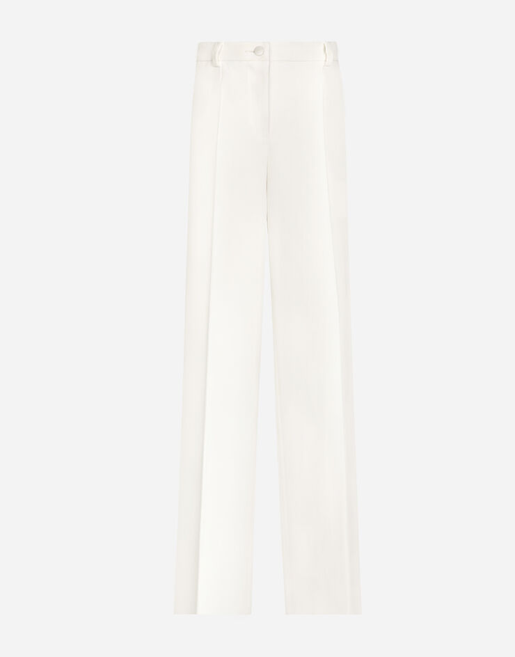 Dolce&Gabbana سروال كريب مزدوج واسع من الأسفل أبيض FTC0VTFURF3