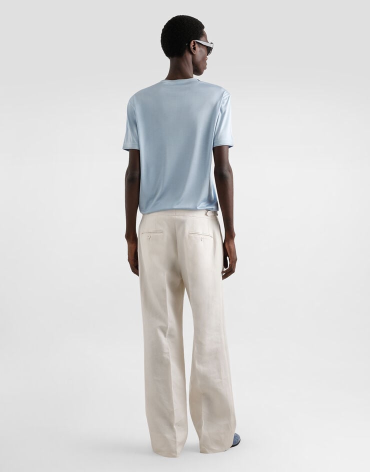 Dolce & Gabbana Short-sleeved silk t-shirt Azure G8ST1THU7UQ
