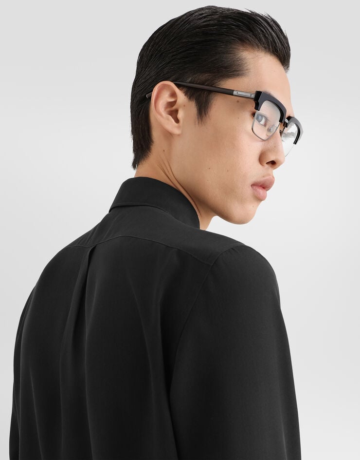 Dolce & Gabbana Crêpe de chine gold shirt Dolce & Gabbana Crêpe de chine gold shirt Black G5PD7TFU1P8