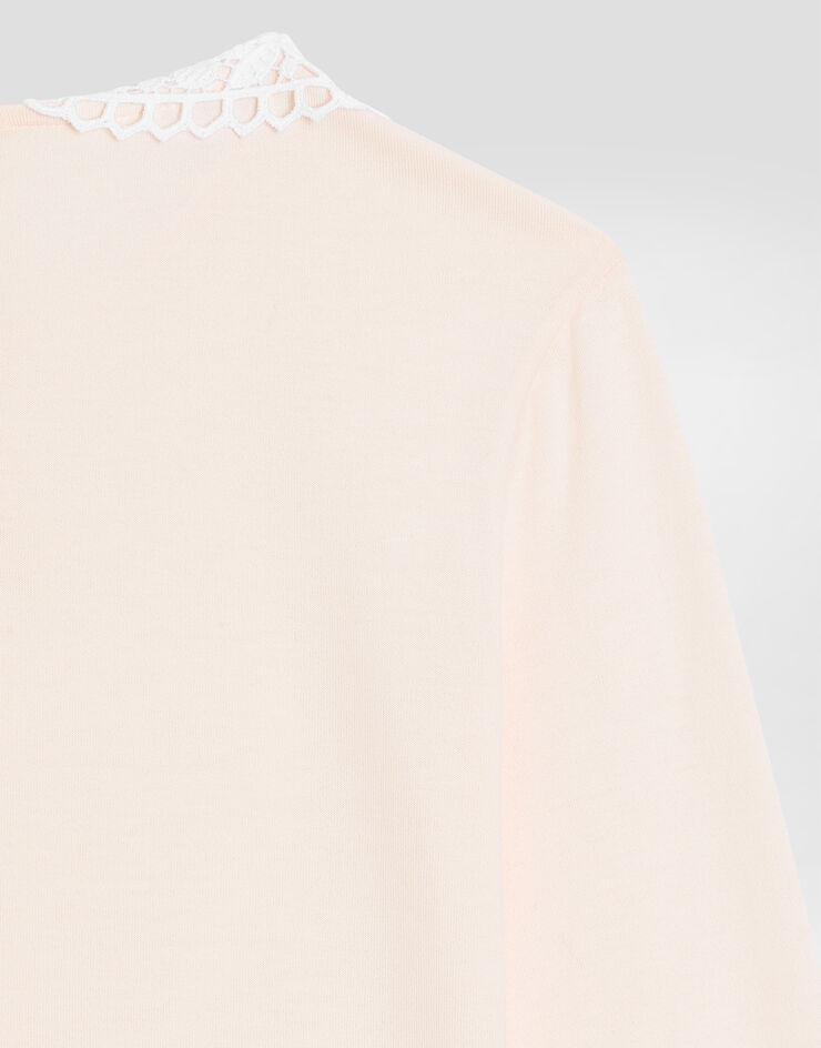 Dolce & Gabbana Camiseta de punto con cuello de macramé Rosa L5JTMTG7PKB