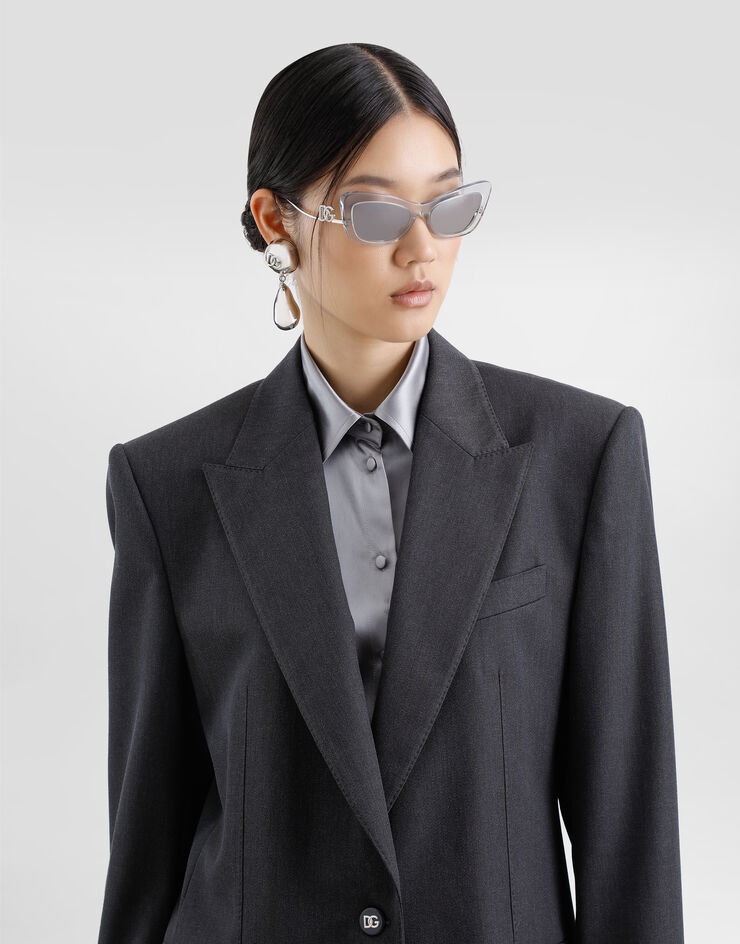 Dolce & Gabbana جاكيت صوف فضفاض رمادي F29GGTFU287