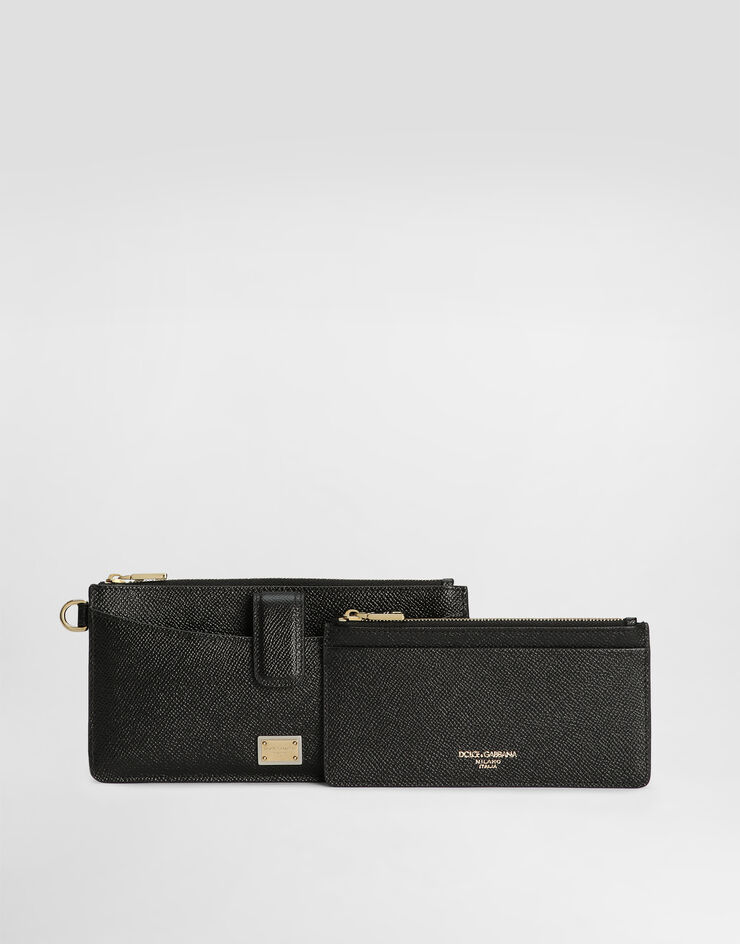 Dolce & Gabbana Tarjetero en piel de becerro dauphine Negro BI3335A1001