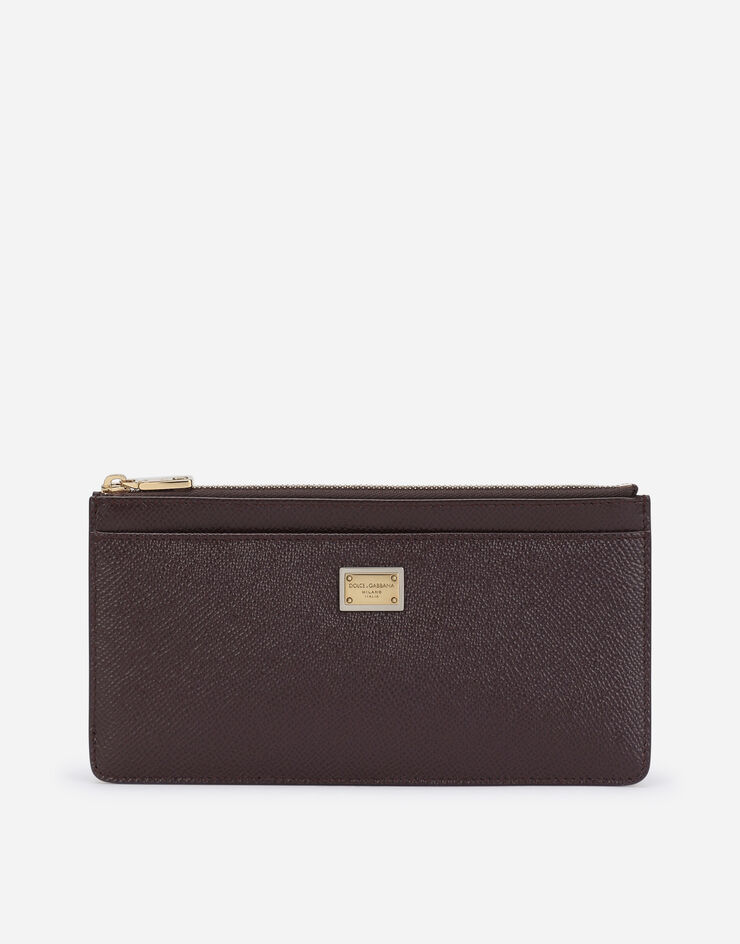 Dolce & Gabbana Porte-cartes grand format en cuir de veau avec plaquette à logo Violet BI1265A1001