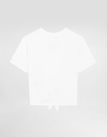 Dolce & Gabbana Jersey T-shirt with metal DG logo White L5JTJQG7EX1