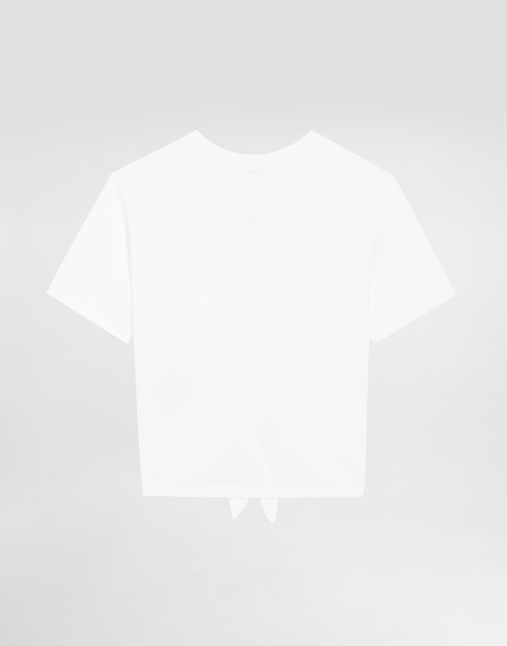 Dolce & Gabbana Camiseta de punto con logotipo DG de metal Blanco L5JTJQG7EX1