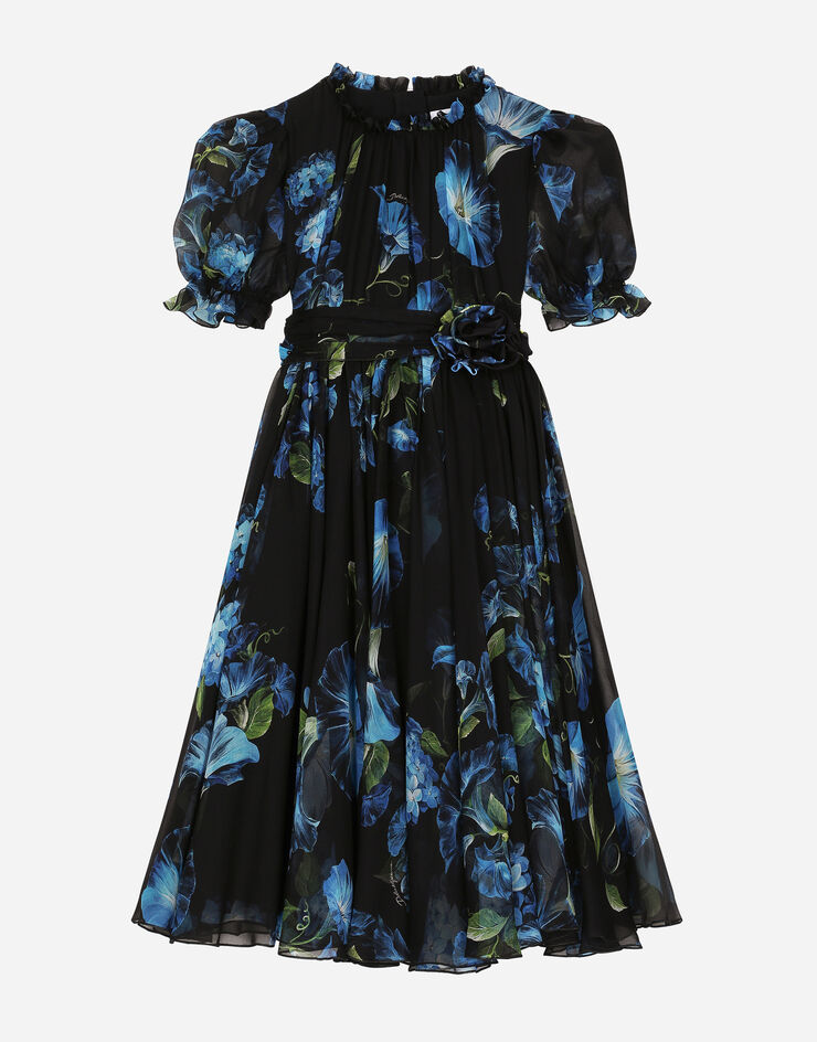 Dolce & Gabbana Chiffon dress with bluebell print Print L53DU7IS1TK