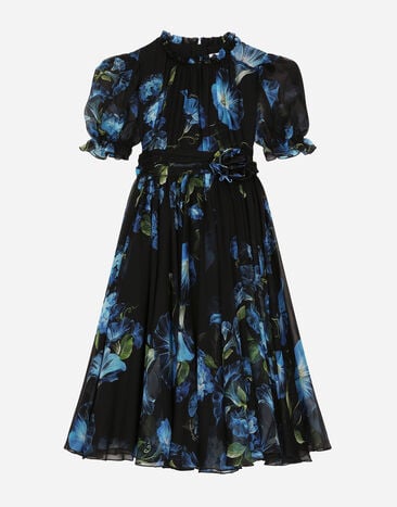 Dolce & Gabbana Chiffon dress with bluebell print Print L53DU7IS1TK