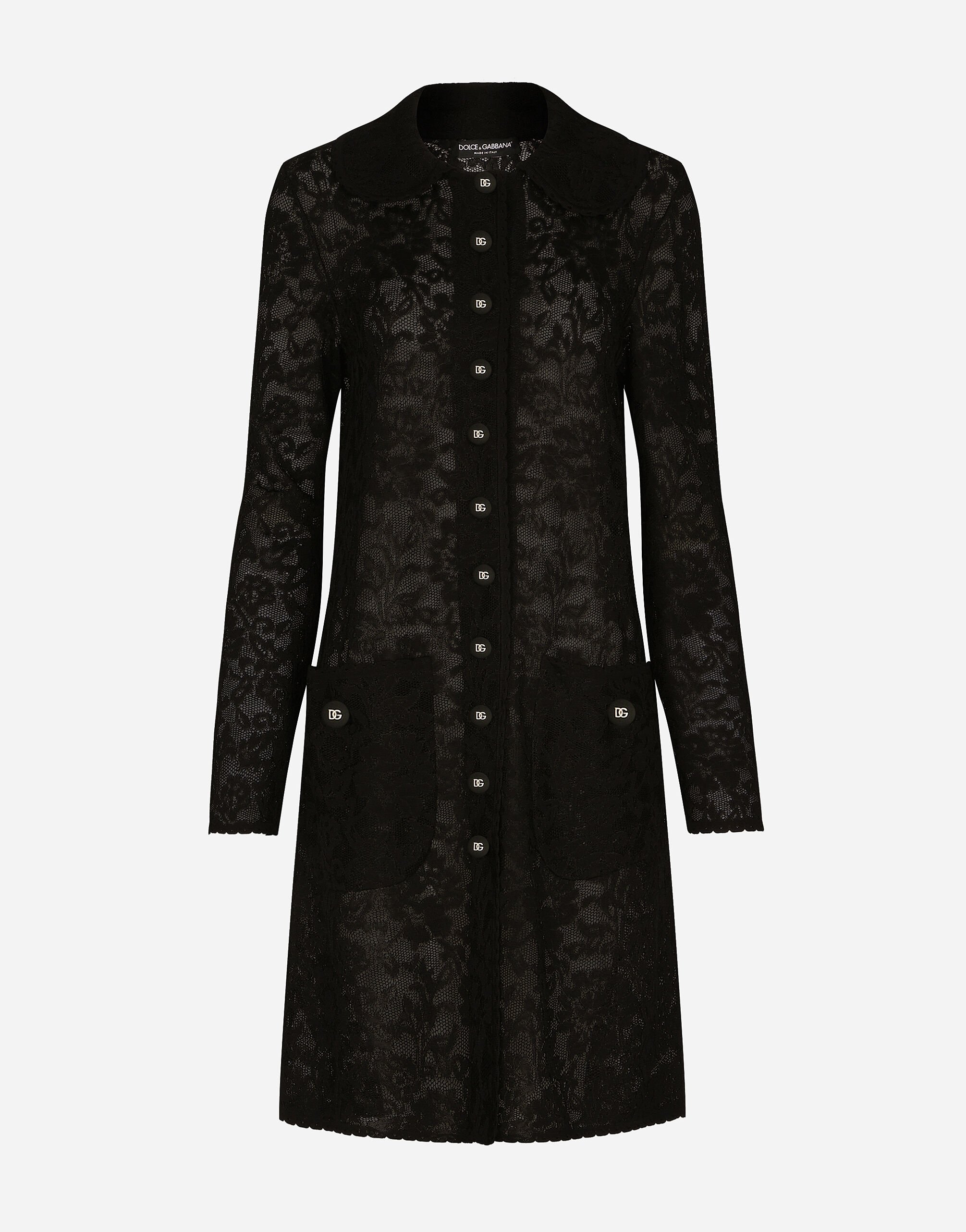 Dolce & Gabbana Lace-stitch coat Black F759LTFLRC2