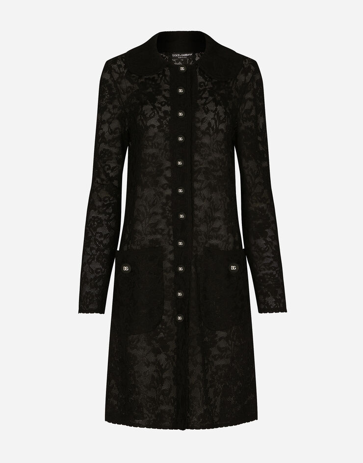 Dolce&Gabbana Mantel im Ajourmuster Schwarz FXD19TJBMR6