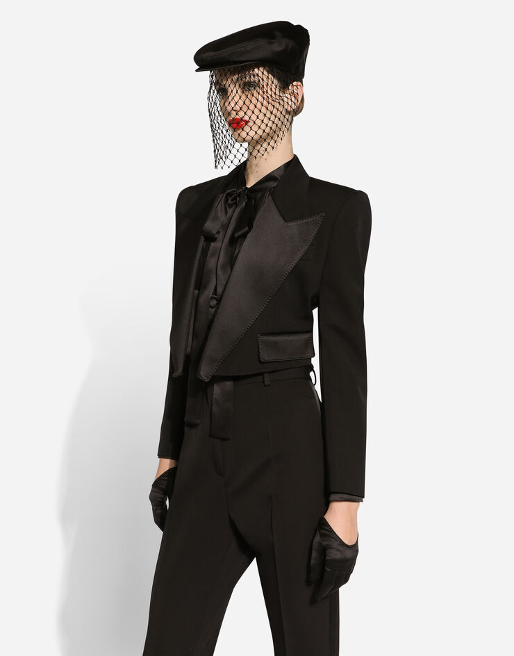 Dolce & Gabbana Short wool gabardine tuxedo jacket Black F299RTFU21E