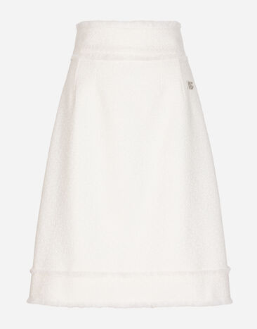 Dolce & Gabbana Raschel tweed A-line midi skirt White F4CI9THUMUA