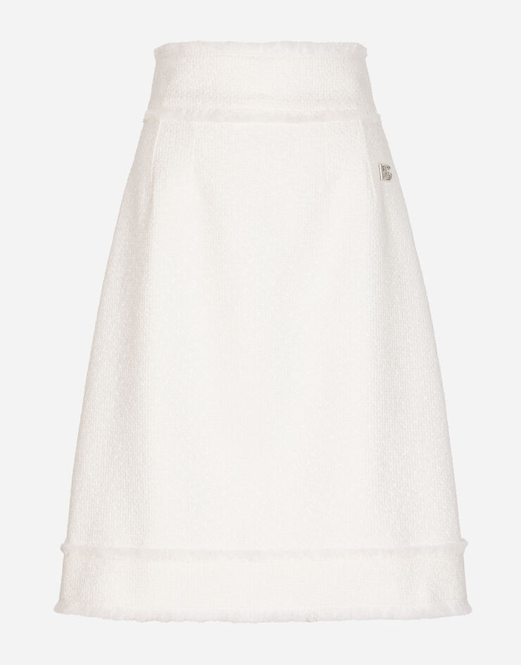 Dolce & Gabbana Raschel tweed A-line midi skirt White F4CI9THUMUA