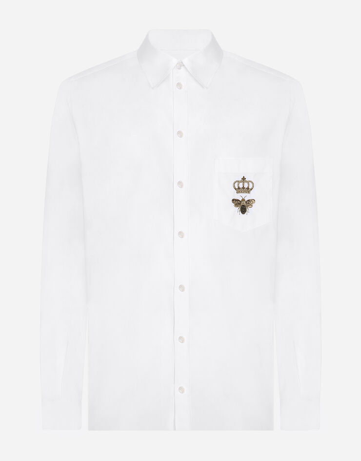 Dolce & Gabbana Camisa Martini de algodón con bordado Blanc G5JG4ZFU5EW