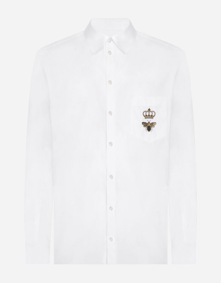 Dolce & Gabbana Camicia martini cotone con ricamo Bianco G5JG4ZFU5EW