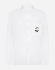 Dolce & Gabbana Cotton Martini-fit shirt with embroidery Negro A50573AN890