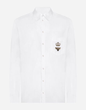 Dolce & Gabbana Camisa Martini de algodón con bordado Blanc G5EJ0TGG826