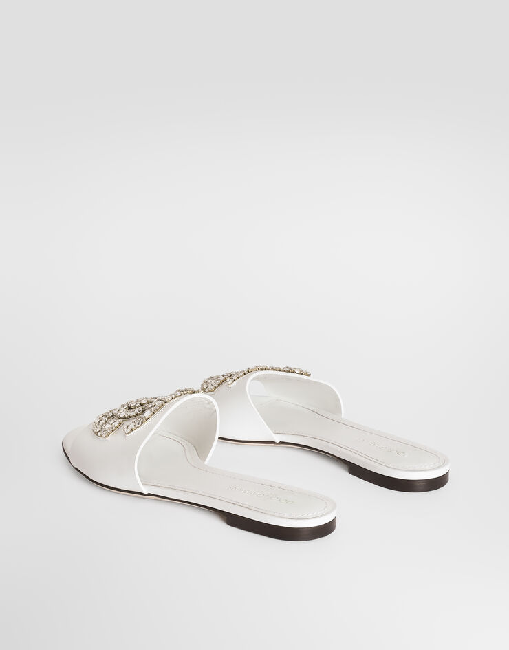 Dolce & Gabbana Flat slides in calfskin with embroidery Multicolor CQ0697A0407