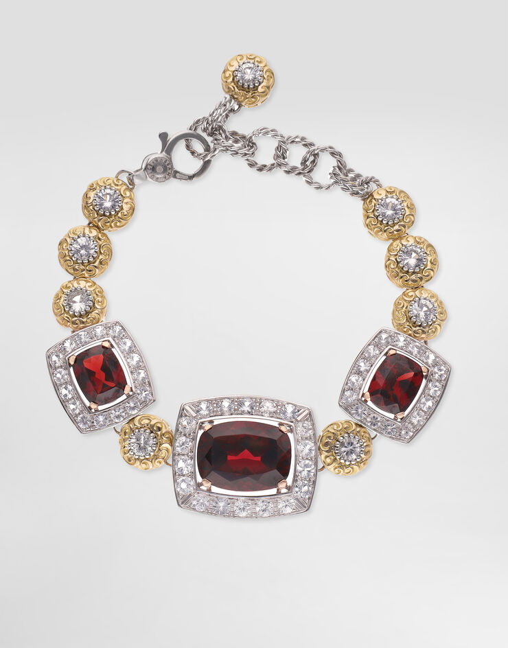 Dolce & Gabbana Eleganza Bracelet 18-carat white and rose gold, garnets, and sapphires White WBSA4GWGAR1